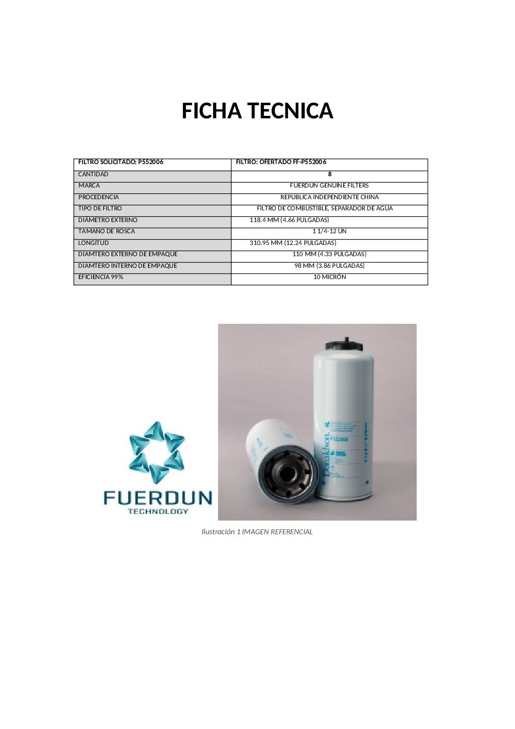 FILTRO DE COMBUSTIBLE
