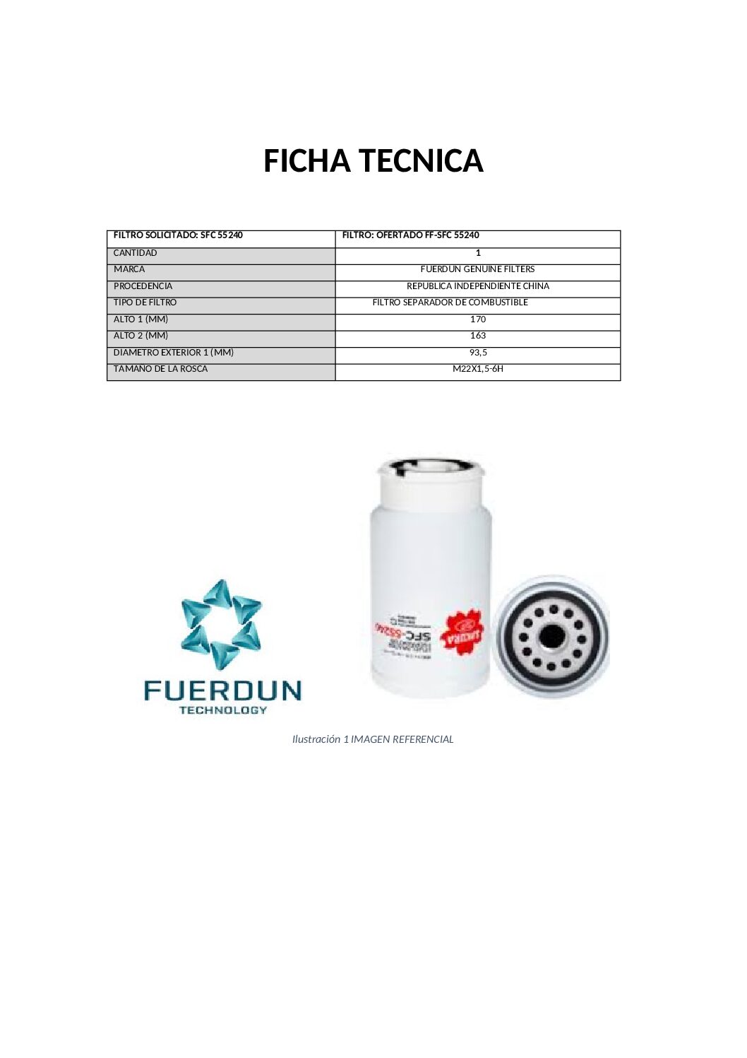 FILTRO SEPARADOR DE COMBUSTIBLE