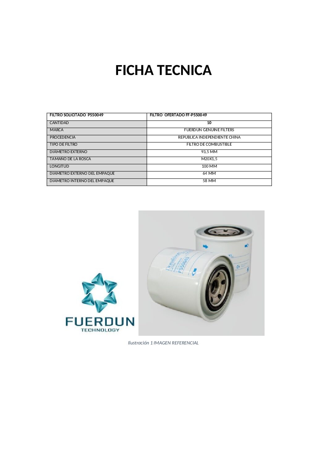 FILTRO DE COMBUSTIBLE