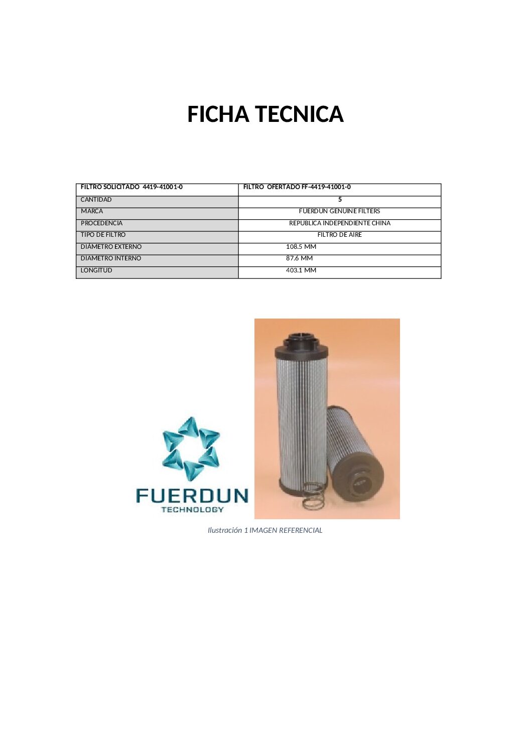 FILTRO DE AIRE INTERNO