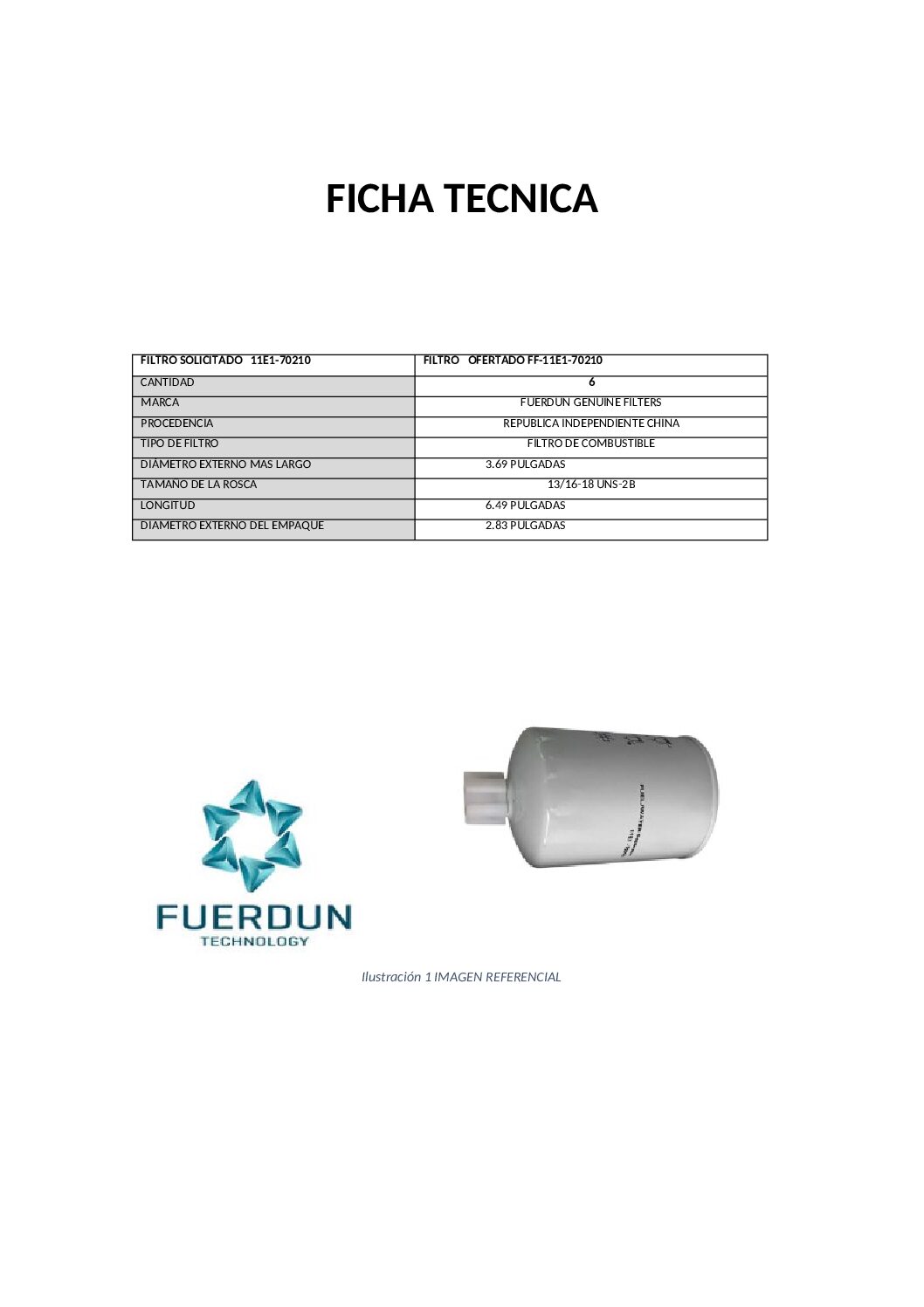 FILTRO DE COMBUSTIBLE SECUNDARIO